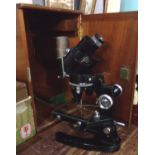 Cased vintage black enamel microscope by Cooke, Troughton & Simms of York, England. (B.P. 21% + VAT)