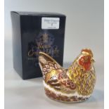 Royal Crown Derby bone china paperweight, 'Derbyshire hen', a limited edition of 150, with gold