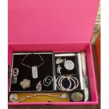 Box file of assorted silver, jewellery etc. to include: bracelets, rings, earrings, pendants,