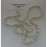 Fine or small size fresh water pearl necklace, lacking clasp. (B.P. 21% + VAT)