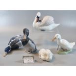Collection of Royal Copenhagen bird figurines and bird groups to include: 1941 and 1934 ducks,