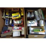 Two boxes of diecast model vehicles, all appearing in original boxes, to include: Corgi Classics,