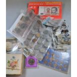 Box of assorted, mainly GB coinage, including: crowns, Queen Elizabeth II half crown, florins,