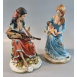 Two Capodimonte figurines, 'Mariani' and another lady with child. (2) (B.P. 21% + VAT)