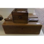 Oak chapel collecting box and a faded mahogany cutlery box. (2) (B.P. 21% + VAT)