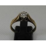 9ct gold and diamond solitaire ring. Ring size P&1/2. Approx weight 2.8 grams. (B.P. 21% + VAT)