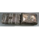 Joseph Willmore, Georgian silver cushion shaped relief decorated and engraved snuff box with