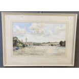 Ted Long, 'Truro River, from Newnham', signed, watercolours. 33x52cm approx. Wash line mount, framed