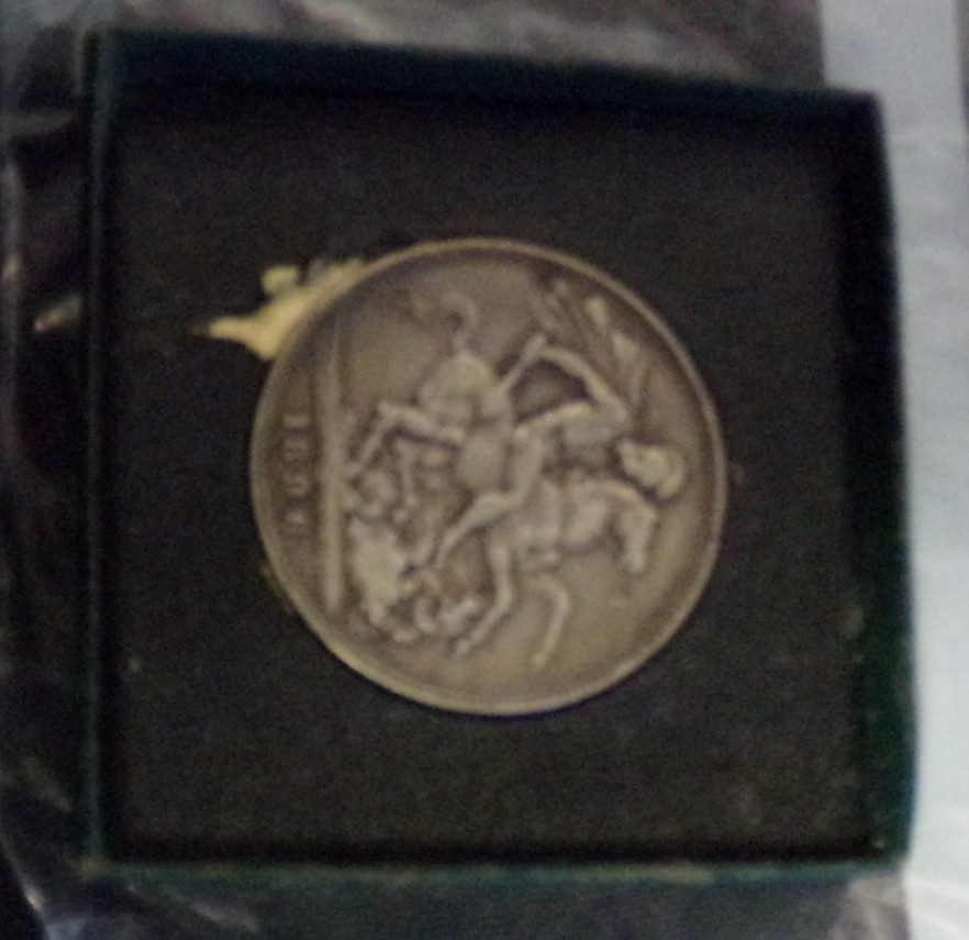 Silver framed spinning fob containing a Victorian gold coloured coin with enamelled decoration, - Image 4 of 5