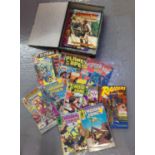 Box file comprising assorted vintage comics, to include: Marvel Comics 'Raiders of The Lost Arc', '