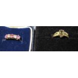 14ct gold gemset ring and a 9ct gold gemset ring. Approx weight 3.8grams. (B.P. 21% + VAT)