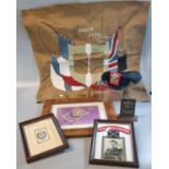 Collection of 'The Royal Welsh Fusiliers' ephemera, to include: cap, framed embroideries, 'The Welsh