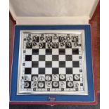 Presentation cased chess set, the box to the interior marked 'Asprey of London, Gordon Greenwood,