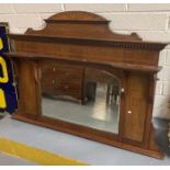 Edwardian mahogany inlaid over mantle mirror. (B.P. 21% + VAT)