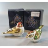 Two Royal Crown Derby bone china paperweights 'Goldfinch' and 'Firecrest'. (2) (B.P. 21% + VAT)