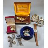 Bulova Accutron tuning fork mid century gilt metal gents day date wristwatch in original box, a