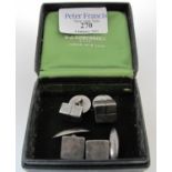 Two pairs of sterling silver cube cufflinks. 0.7troy ozs. (B.P. 21% + VAT)
