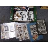 Box containing a collection of Hollywood postcards, French nude postcards, Spice Girls and other
