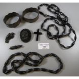 A collection of Victorian black mourning jewellery. (B.P. 21% + VAT)