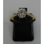 18ct gold diamond solitaire ring. Estimated diamond weight 0.85cts, Colour H-I, clarity VVS1. Ring