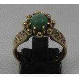 9ct gold and turquoise set ring. Ring size L. Approx weight 3.7 grams. (B.P. 21% + VAT)