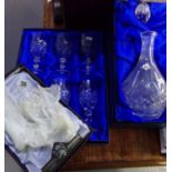 A tray containing three boxes of Edinburgh crystal items to include: baluster shaped decanter with