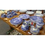 Three trays of blue and white Copeland Spode 'Italian' design items to include: plates, bowls,