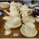 Tray of Leedsware 'Classical Creamware' items, to include: coffee pot, teapot with twisted handles