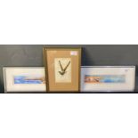Peter Morgan (Welsh 20th century), coastal studies, signed. Watercolours, a pair. 5.5x26.5cm approx,