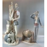 Lladro Spanish porcelain figurine of Don Quixote standing on a naturalistic base with armour. 45cm