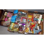 Two boxes of assorted playworn and boxed diecast model vehicles, to include: Hotwheels, Classico,