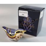 Royal Crown Derby English Fine Bone China paperweight of a 'Nuthatch' with gold stopper and original