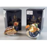 Two Royal Crown Derby English Fine Bone China paperweights, to include: 'Mandarin Duck' and '