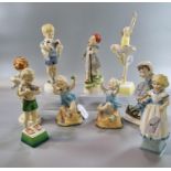 Collection of Royal Worcester porcelain figurines of young children, to include: 'Saturday's Child',