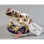 Royal Crown Derby English Fine Bone China paperweight of a frog. (B.P. 21% + VAT)
