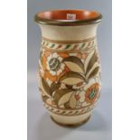 Charlotte Rhead 132 tube lined floral and foliate baluster vase in autumn colours. Height 27cm