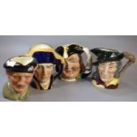 Four Royal Doulton Character Jugs, to include: 'Monty', 'Capt Henry Morgan', 'Pied Piper' and '