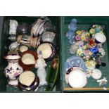 Two boxes of china to include: Wedgwood Jasperware items; table lighter, vases, trinket trays,