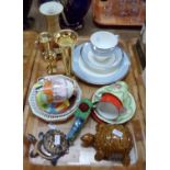 Tray of china to include: Wade porcelain tortoise trinket box and another similar, various coffee