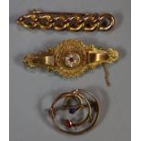 Three 9ct gold brooches. Approx weight 11.1 grams. (B.P. 21% + VAT)