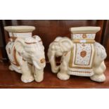 Pair of modern Chinese design ceramic conservatory stools/planters in the form of elephants. (2) (