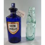 Vintage clear glass Codd bottle marked 'Watkins the Brewers Llandovery', with original marble,