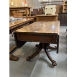 Early 19th century mahogany breakfast table on quatrefoil base with good quality ornately carved paw