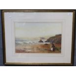 Thomas Sydney (British early 20th century), 'Waiting for the boat to come in', signed. Watercolours.