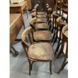 Set of six curve and slat back bentwood pub chairs. (6) (B.P. 21% + VAT)