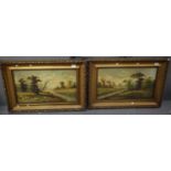 British school, early 20th century, river scenes, a pair. Oils on canvas. 35x58cm approx. Framed. (