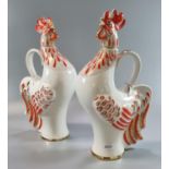 Pair of china Lomonosov Russian decanters in the form of cockerels. (2) (B.P. 21% + VAT)