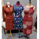 Nine vintage dresses (mostly 70's) to include: a Peggy Jo printed shirt dress, David Rysta