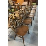 Set of six Ercol elm Windsor Fleur De Leys dining chairs. (6) (B.P. 21% + VAT)