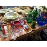 Two trays of assorted glassware: late 19th/early 20th century wrythen and frill pattern specimen